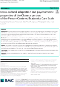 Cover page: Cross-cultural adaptation and psychometric properties of the Chinese version of the Person-Centered Maternity Care Scale