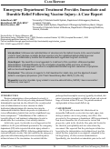 Cover page: Emergency Department Treatment Provides Immediate and Durable Relief Following Vaccine Injury: A Case Report