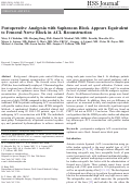 Cover page: Postoperative Analgesia with Saphenous Block Appears Equivalent to Femoral Nerve Block in ACL Reconstruction