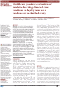 Cover page: Healthcare provider evaluation of machine learning-directed care: reactions to deployment on a randomised controlled study