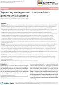 Cover page: Separating metagenomic short reads into genomes
via clustering