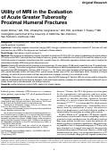 Cover page: Utility of MRI in the Evaluation of Acute Greater Tuberosity Proximal Humeral Fractures