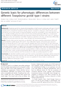 Cover page: Genetic basis for phenotypic differences between different Toxoplasma gondii type I strains