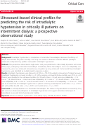 Cover page: Ultrasound-based clinical profiles for predicting the risk of intradialytic hypotension in critically ill patients on intermittent dialysis: a prospective observational study