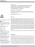 Cover page: Trade-offs in motivating volunteer effort: Experimental evidence on voluntary contributions to science.