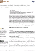 Cover page: Thorium and Rare Earth Monoxides and Related Phases