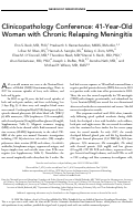 Cover page: Clinicopathology conference: 41‐year‐old woman with chronic relapsing meningitis