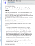 Cover page: Equity in Mental Health Services for Youth at Clinical High Risk for Psychosis: Considering Marginalized Identities and Stressors.