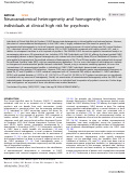 Cover page: Neuroanatomical heterogeneity and homogeneity in individuals at clinical high risk for psychosis