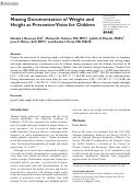 Cover page: Missing Documentation of Weight and Height at Preventive Visits for Children