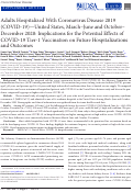 Cover page: Adults Hospitalized with COVID-19 —United States, March-June and October-December 2020: Implications for the Potential Effects of COVID-19 Tier-1 Vaccination on Future Hospitalizations and Outcomes