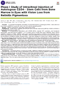 Cover page: Phase I Study of Intravitreal Injection of Autologous CD34+ Stem Cells from Bone Marrow in Eyes with Vision Loss from Retinitis Pigmentosa.