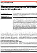 Cover page: Indistinguishable photons from an artificial atom in silicon photonics