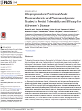 Cover page: Allopregnanolone Preclinical Acute Pharmacokinetic and Pharmacodynamic Studies to Predict Tolerability and Efficacy for Alzheimer’s Disease