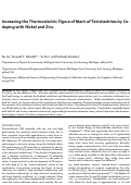Cover page: Increasing the Thermoelectric Figure of Merit of Tetrahedrites by Co-Doping with Nickel and Zinc