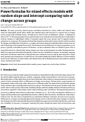 Cover page: Power formulas for mixed effects models with random slope and intercept comparing rate of change across groups