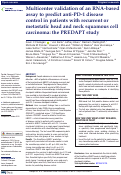 Cover page: Multicenter validation of an RNA-based assay to predict anti-PD-1 disease control in patients with recurrent or metastatic head and neck squamous cell carcinoma: the PREDAPT study.