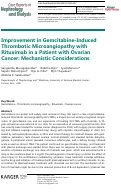 Cover page: Improvement in Gemcitabine-Induced Thrombotic Microangiopathy with Rituximab in a Patient with Ovarian Cancer: Mechanistic Considerations