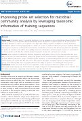 Cover page: Improving Probe Set Selection for Microbial Community Analysis by Leveraging Taxonomic Information of Training Sequences