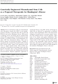 Cover page: Genetically Engineered Mesenchymal Stem Cells as a Proposed Therapeutic for Huntington’s Disease