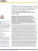 Cover page: The genetic underpinnings of variation in ages at menarche and natural menopause among women from the multi-ethnic Population Architecture using Genomics and Epidemiology (PAGE) Study: A trans-ethnic meta-analysis