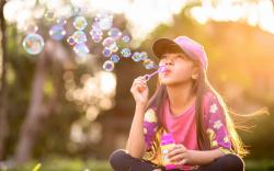 Bubbles Girl Kid Mood HD Wallpaper