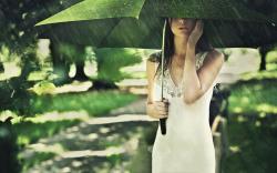 Girl under umbrella