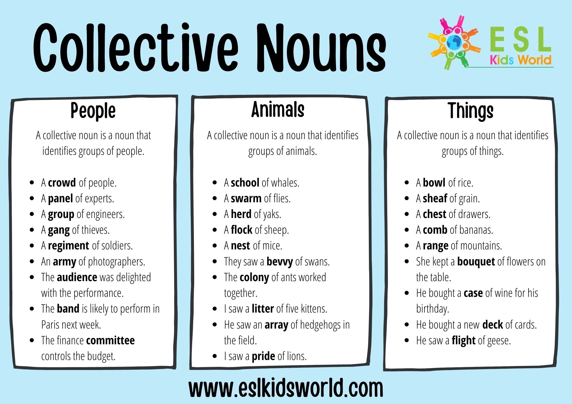 Collective Nouns Examples - Nehru Memorial