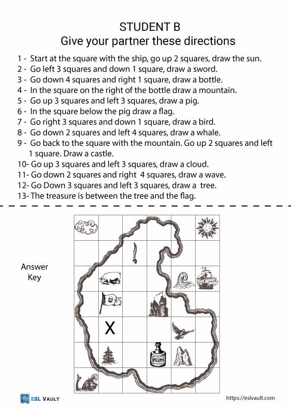 Pirate map for teaching directions - ESL Vault