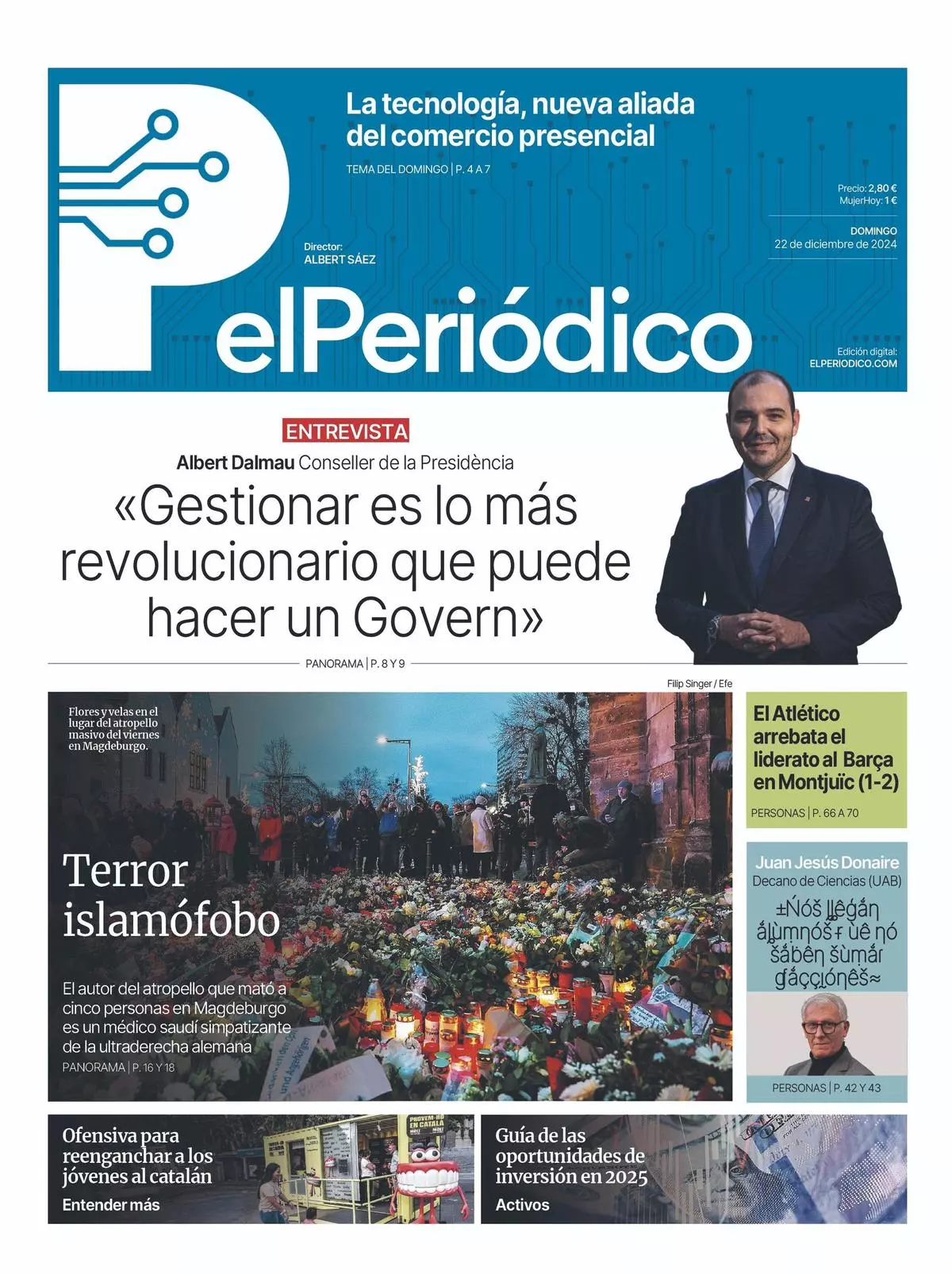 La portada de EL PERIÓDICO del 22 de diciembre de 2024