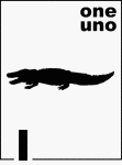 Bilingual Counting Card featuring an illustration of one Florida Alligator.