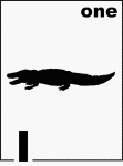 English Counting Card featuring an illustration of one Florida Alligator.