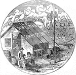 An illustration of a missionary tent in a Civil War camp.