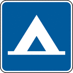 This sign is used to indicate that a campground for tents is located nearby.