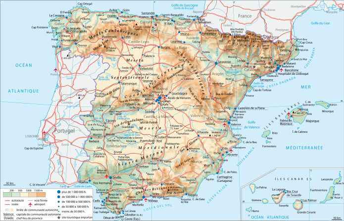 espagne carte geographique