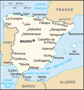 espagne carte geographique