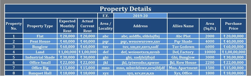 Rental Property Management Excel Template