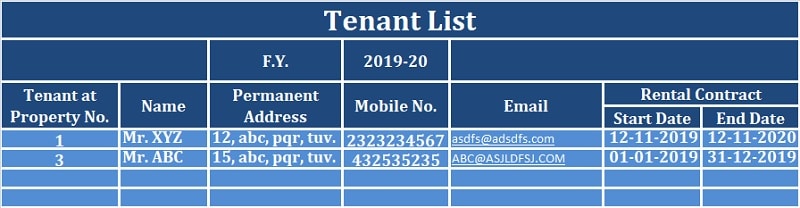 Tenant Details