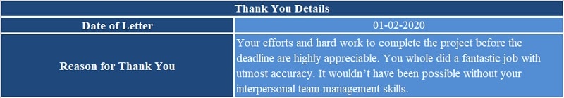 Employee Thank You Letter