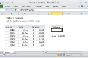 Excel formula: First row number in range