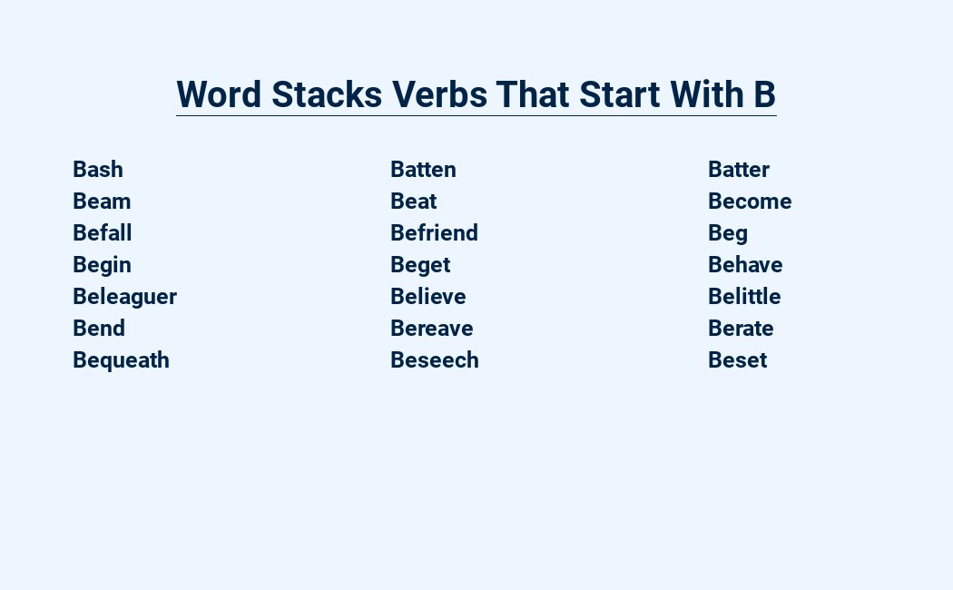 Word Stacks Verbs That Start With B - Building Blocks of Action