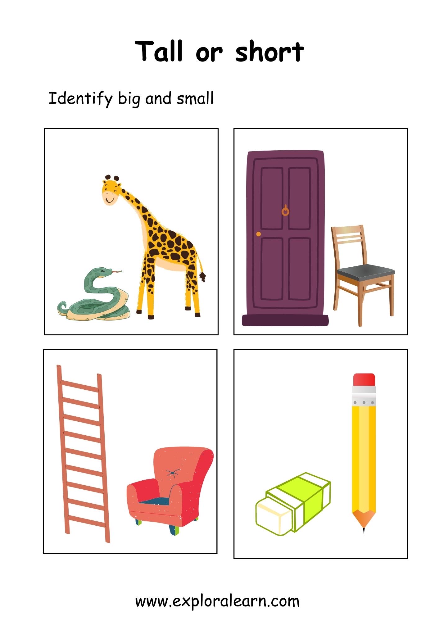 Tall and Short Comparison Worksheets for Preschool and Kindergarten 2 ...