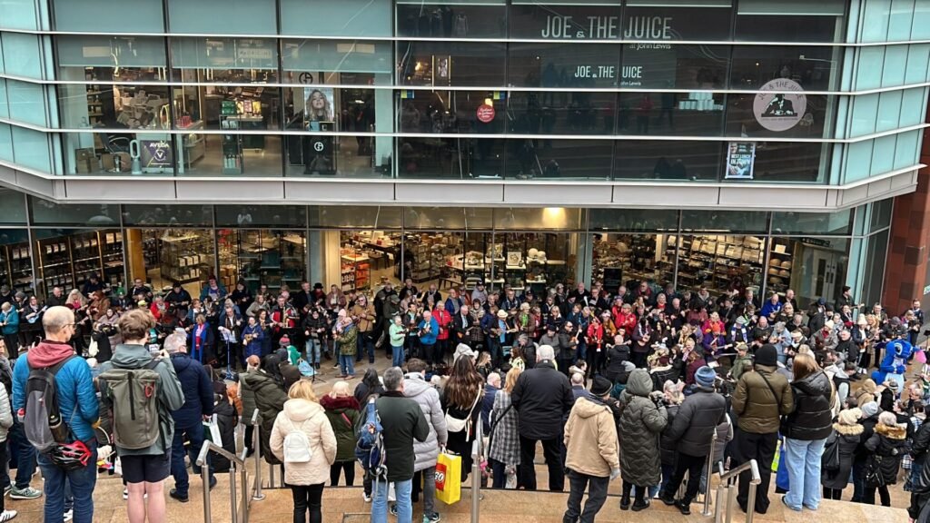 100 musicians stage ‘Mega Busk’ for World Ukulele Day at Liverpool ONE