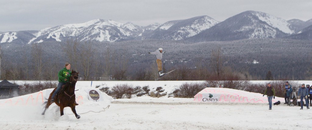 Skijoring in Whitefish, Montana, winter 2014