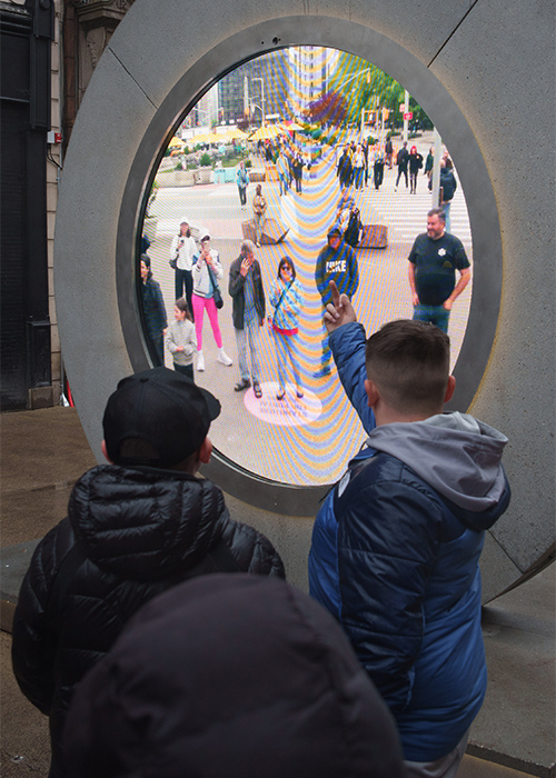 Young men ‘greet’ the people of New York. Pic: Fran Veale