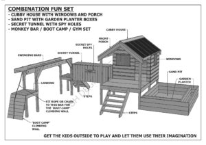 Cubby House Sand Pit Tunnel Play Gym Combo