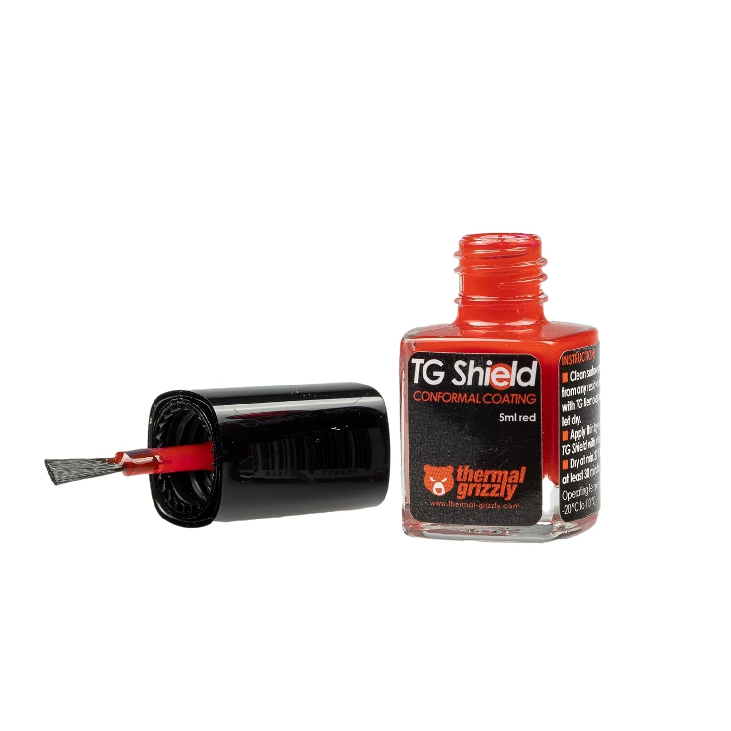 Thermal Grizzly - TG Shield (5ml red) - Protects Components From Liquid Thermal Paste and Short Circuits - High Temperature Conformal Coating CPU/GPU/PS4/PS5/Xbox TG-ASH-050-RT