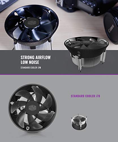 Cooler Master I70 CPU Cooler FOR LGA 1700 - STRONG AIRFLOW LOW NOISE - 70mm super thin fits All - 120mm diameter Fan - Signature Cooler Master heat dissipation Cooler Master CPU Cooler FOR LGA 170