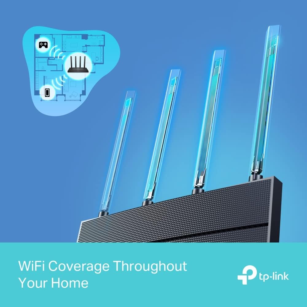 TP-Link AX1500 Dual-Band Gigabit Wi-Fi 6 Router, Gigabit Ports, up to 1.5 Gbps, WPA3 Security, Boosted Coverage, Gaming & Streaming, Smart Home (Archer AX12) TP-Link Dual-Band Gigabit Wi-Fi 6 Router