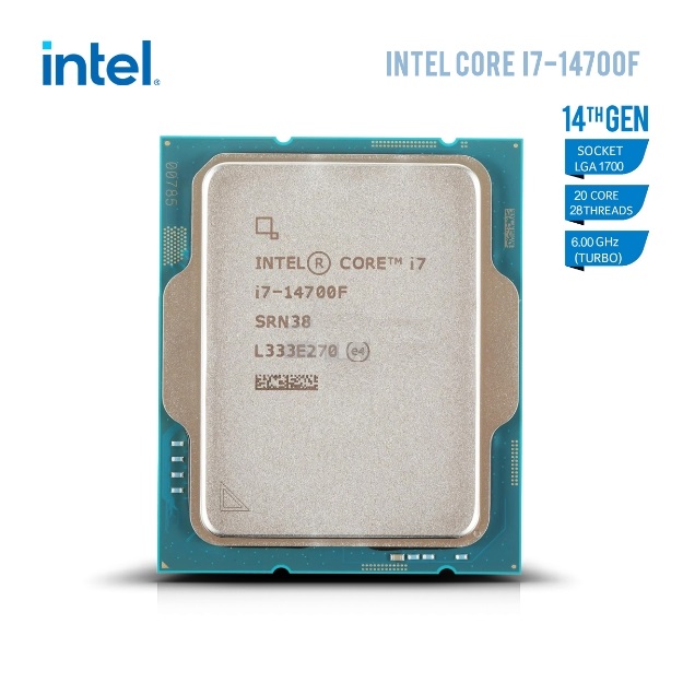 I7-14700F-USED CPU Intel Core i7-14700F CPU Intel Core i7-14700F - Core i7 14th Gen Raptor Lake 20-Core (8P+12E) 28 threads , Up to 5.4 GHz Unlocked , 33MB Cache, LGA 1700 65W None Integrated Graphics Processor 